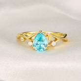 Athena Pear Cut Blue Gemstone Engagement Ring