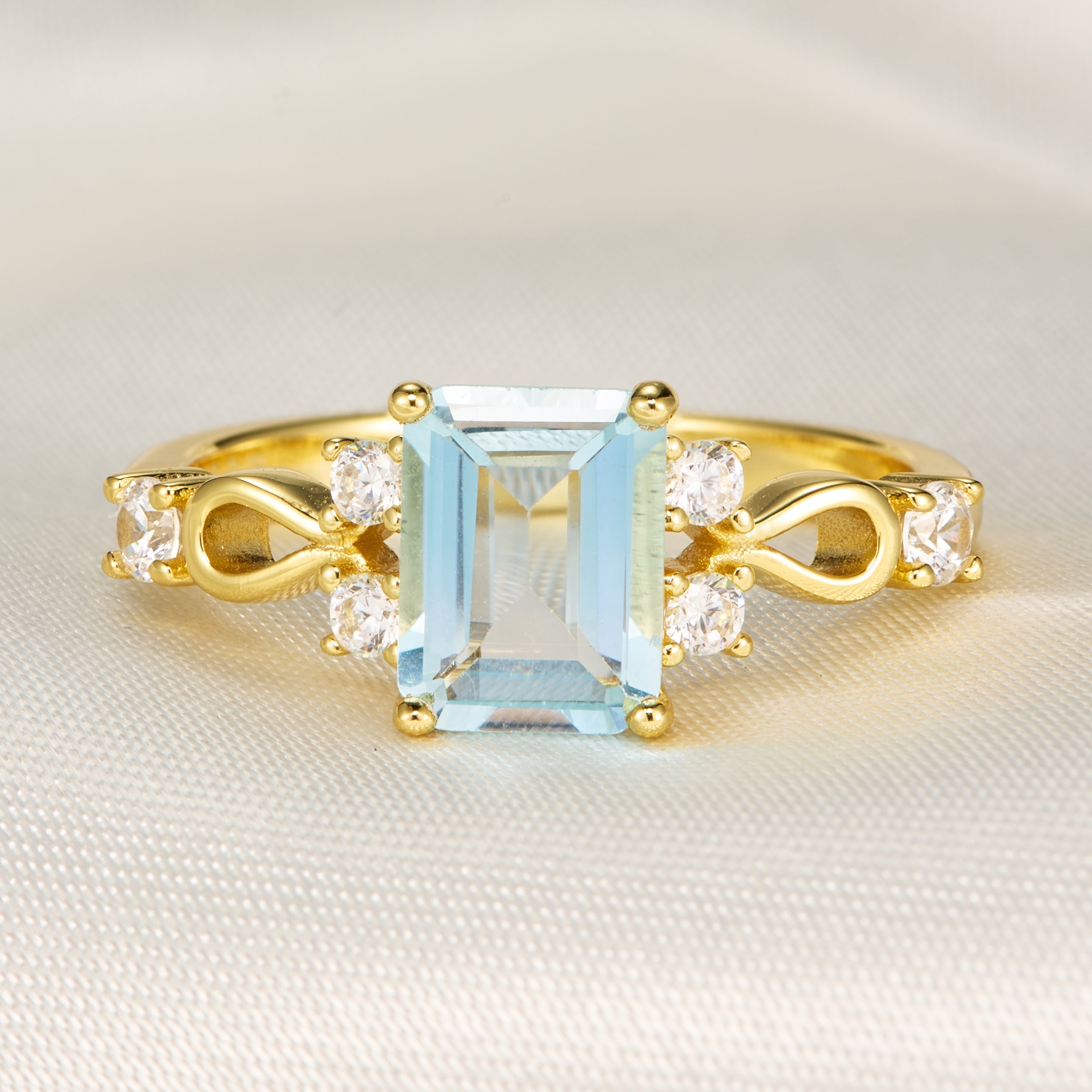 Helena Emerald Cut Topaz Engagement Ring