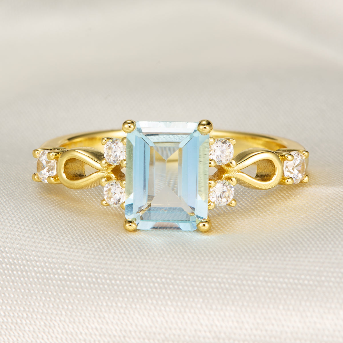 Helena Emerald Cut Topaz Engagement Ring