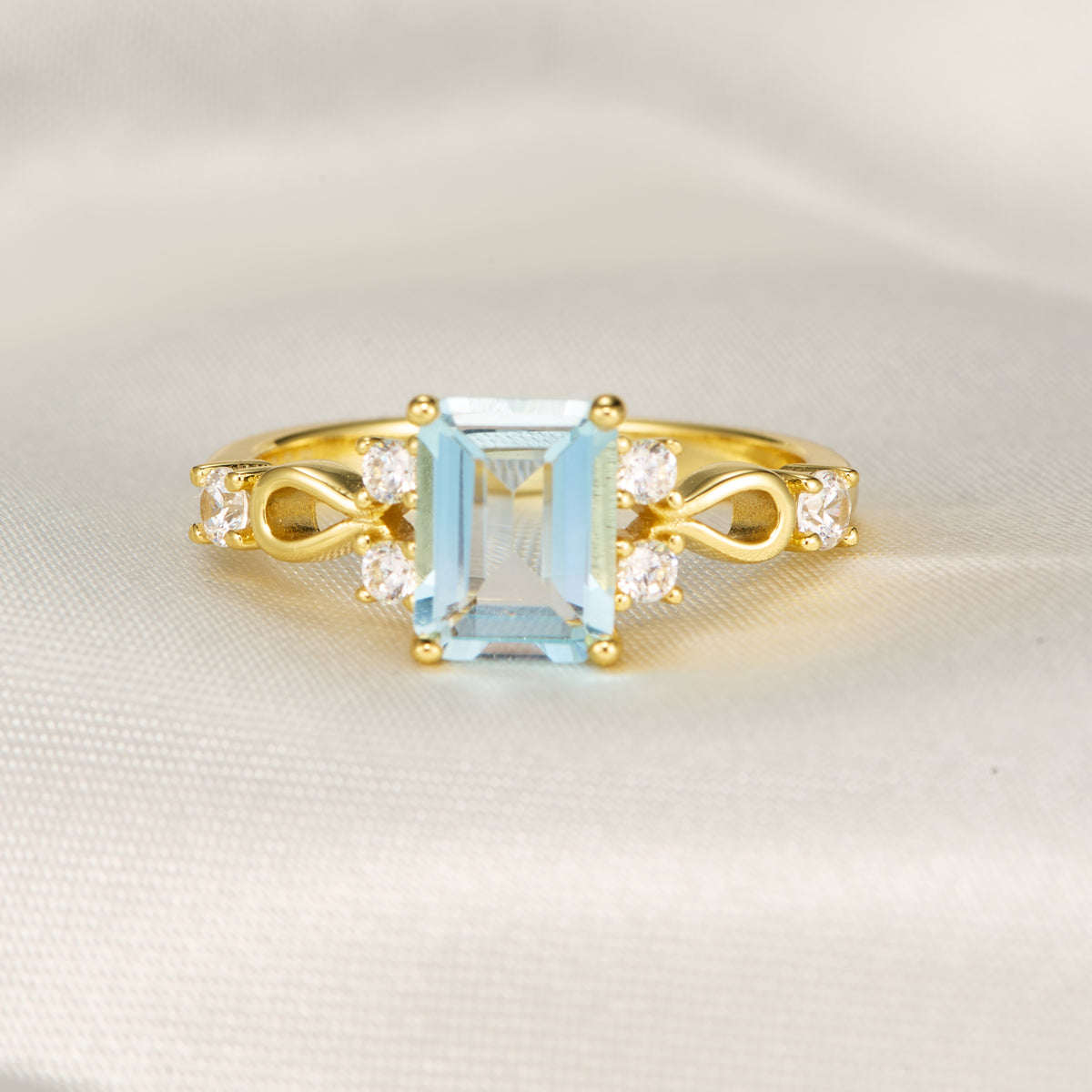 Helena Emerald Cut Topaz Engagement Ring