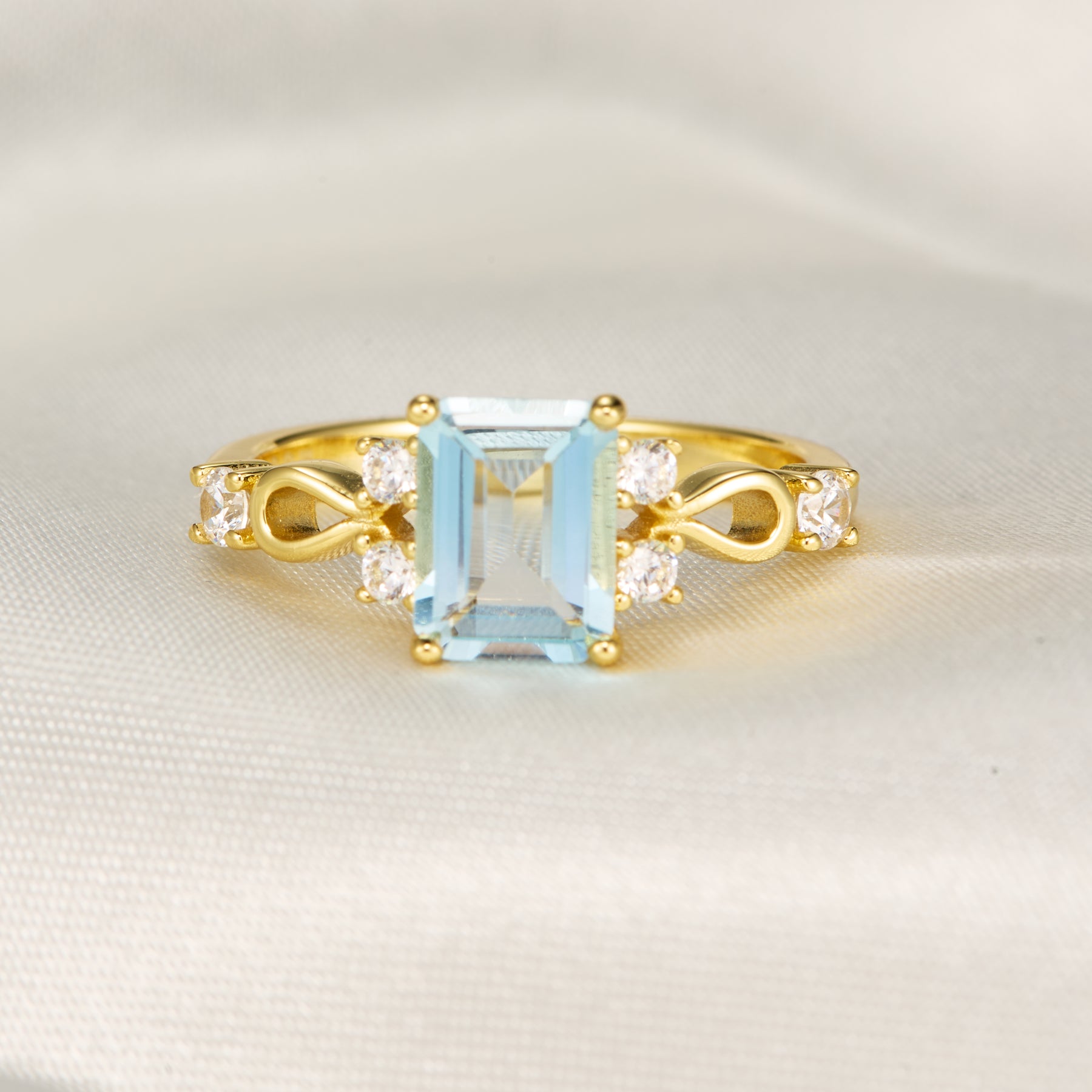 Helena Emerald Cut Topaz Engagement Ring