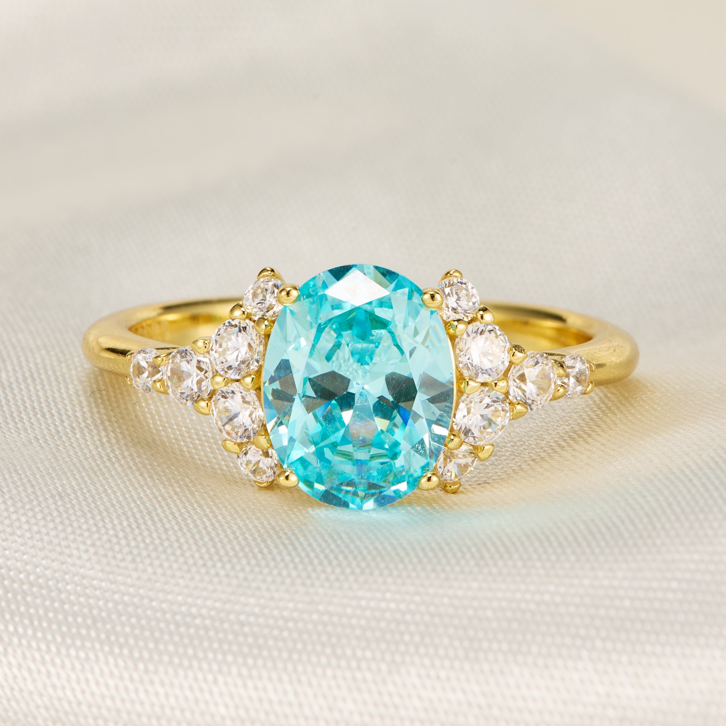 Lillian Oval Cut Blue Gemstone Engagement Ring