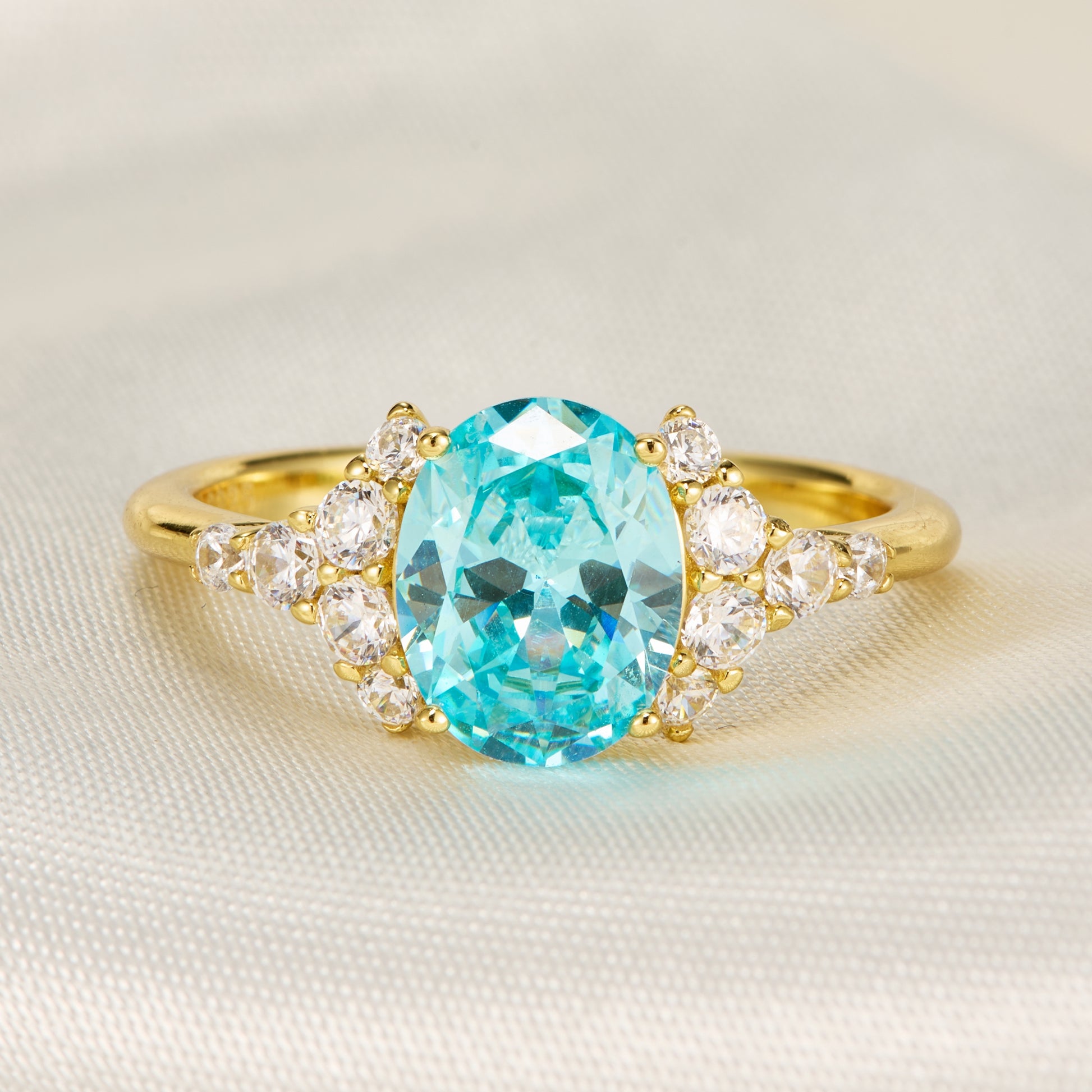 Lillian Oval Cut Blue Gemstone Engagement Ring