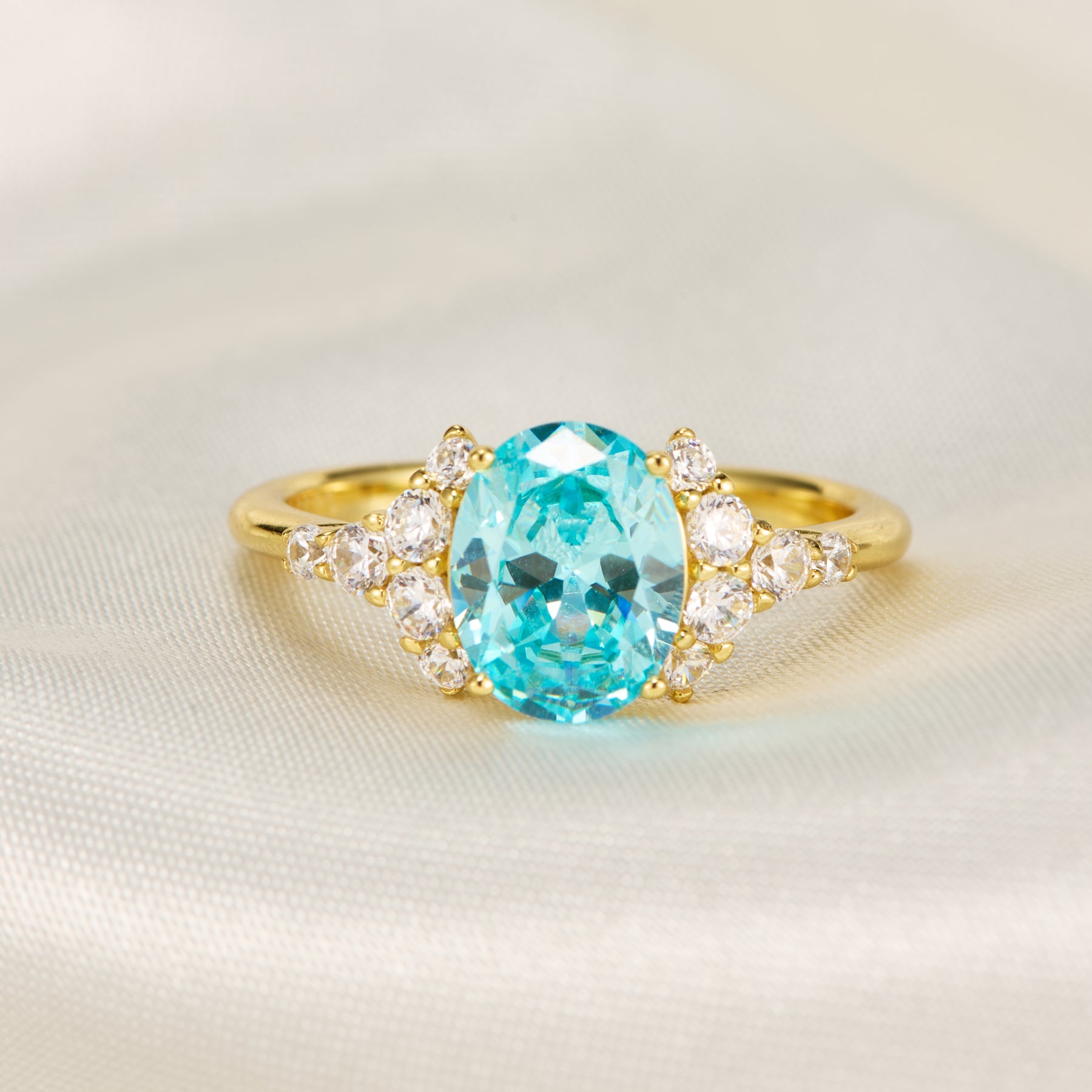 Lillian Oval Cut Blue Gemstone Engagement Ring