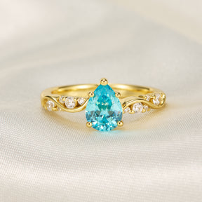 The Rosetta Pear Cut Blue Gemstone Engagement Ring
