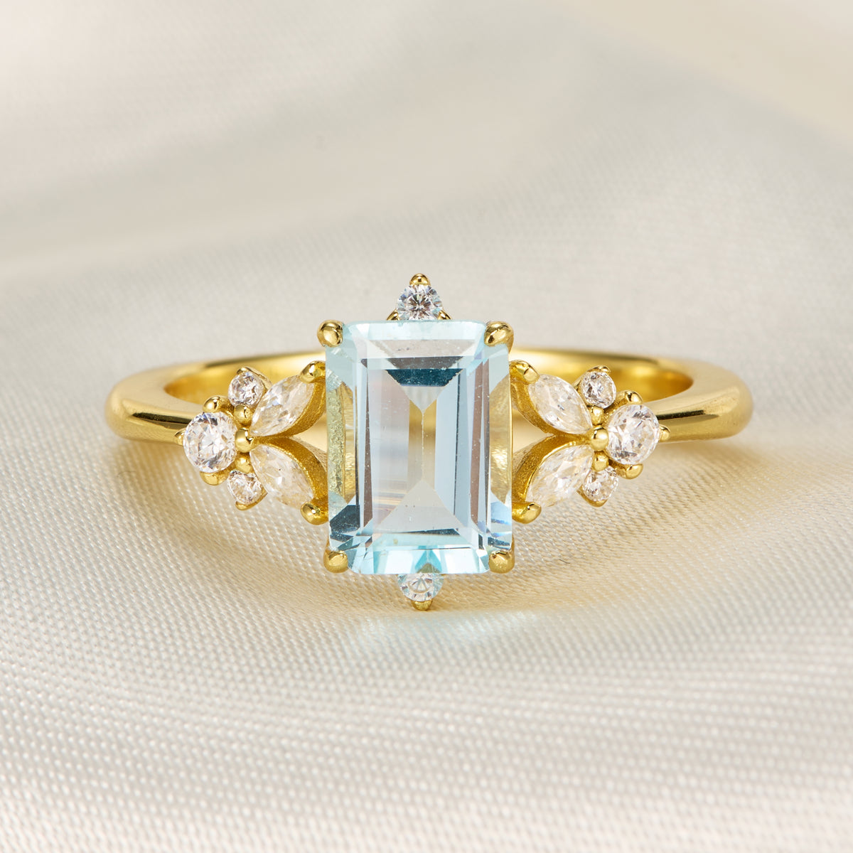 The Rosetta Vintage Emerald Cut Topaz Ring