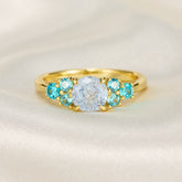 Carina Lab Grown Aquamarine Ice-crackle Texture Ring