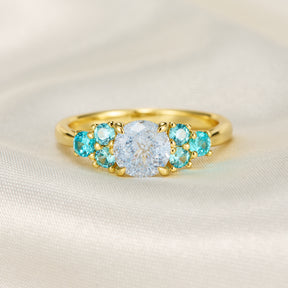 Carina Lab Grown Aquamarine Ice-crackle Texture Ring