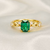 Helena Emerald Cut Lab Grown Emerald Ring