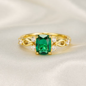 Helena Emerald Cut Lab Grown Emerald Ring