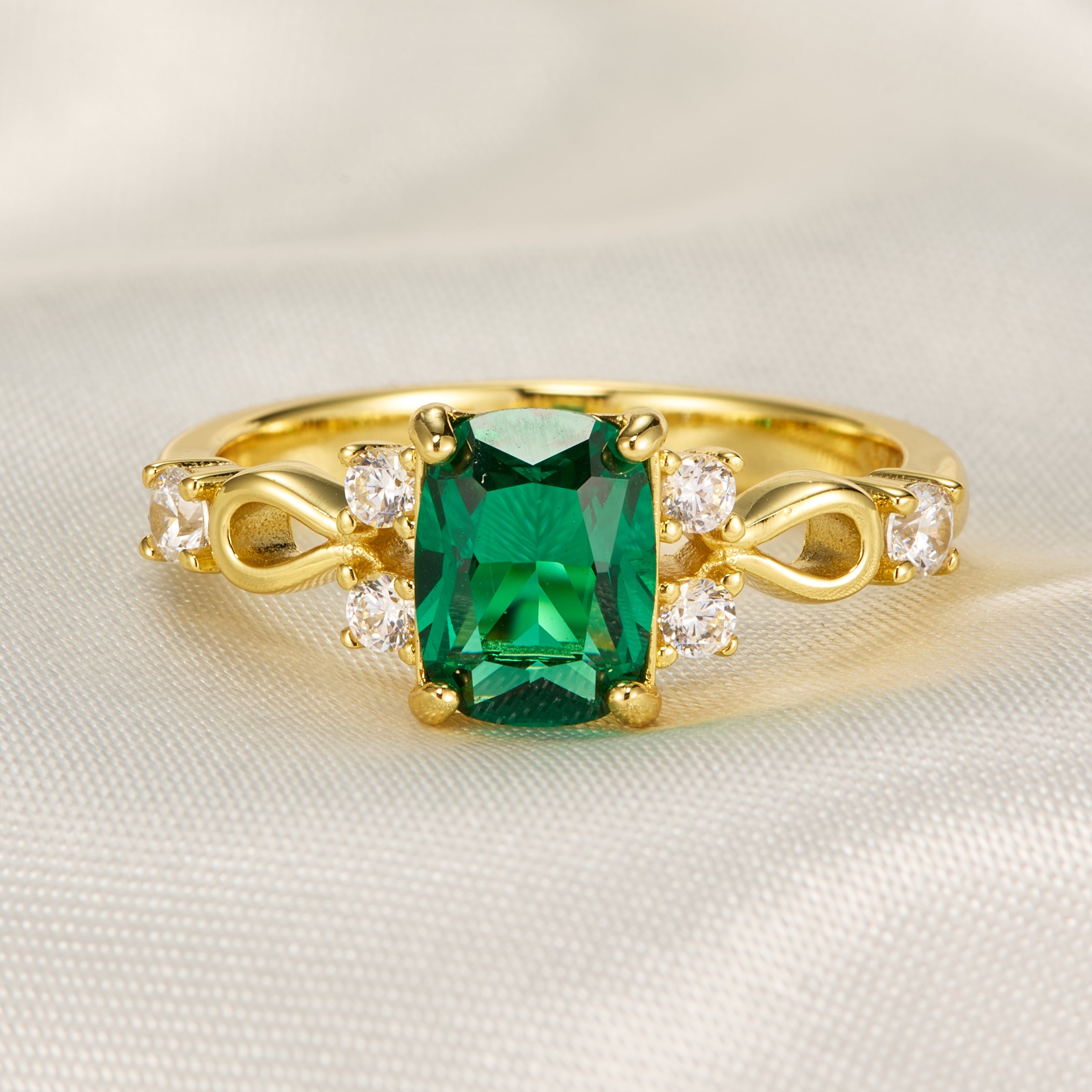 Helena Emerald Cut Lab Grown Emerald Ring