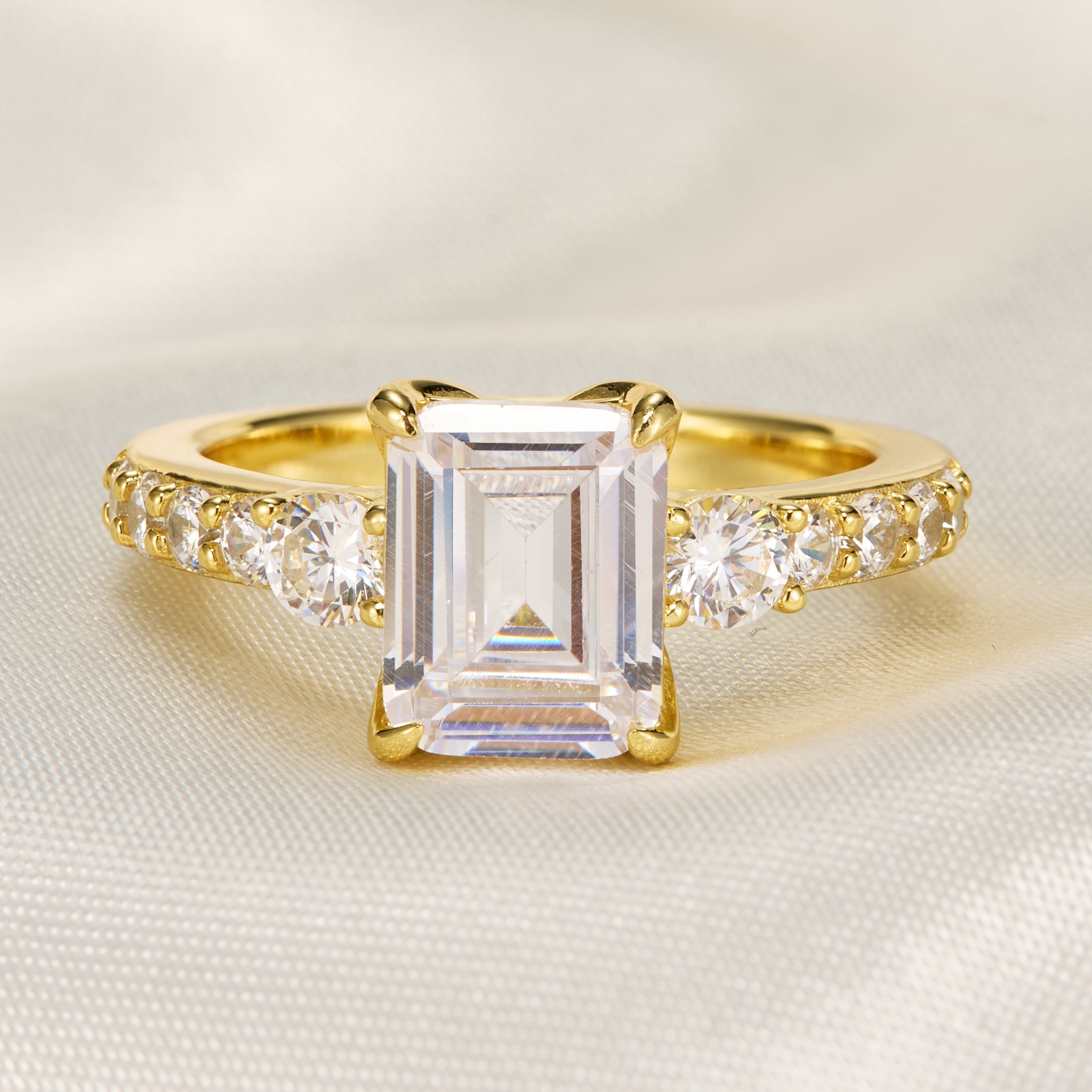 The Nova Elise Emerald Cut Moissanite Engagement Ring