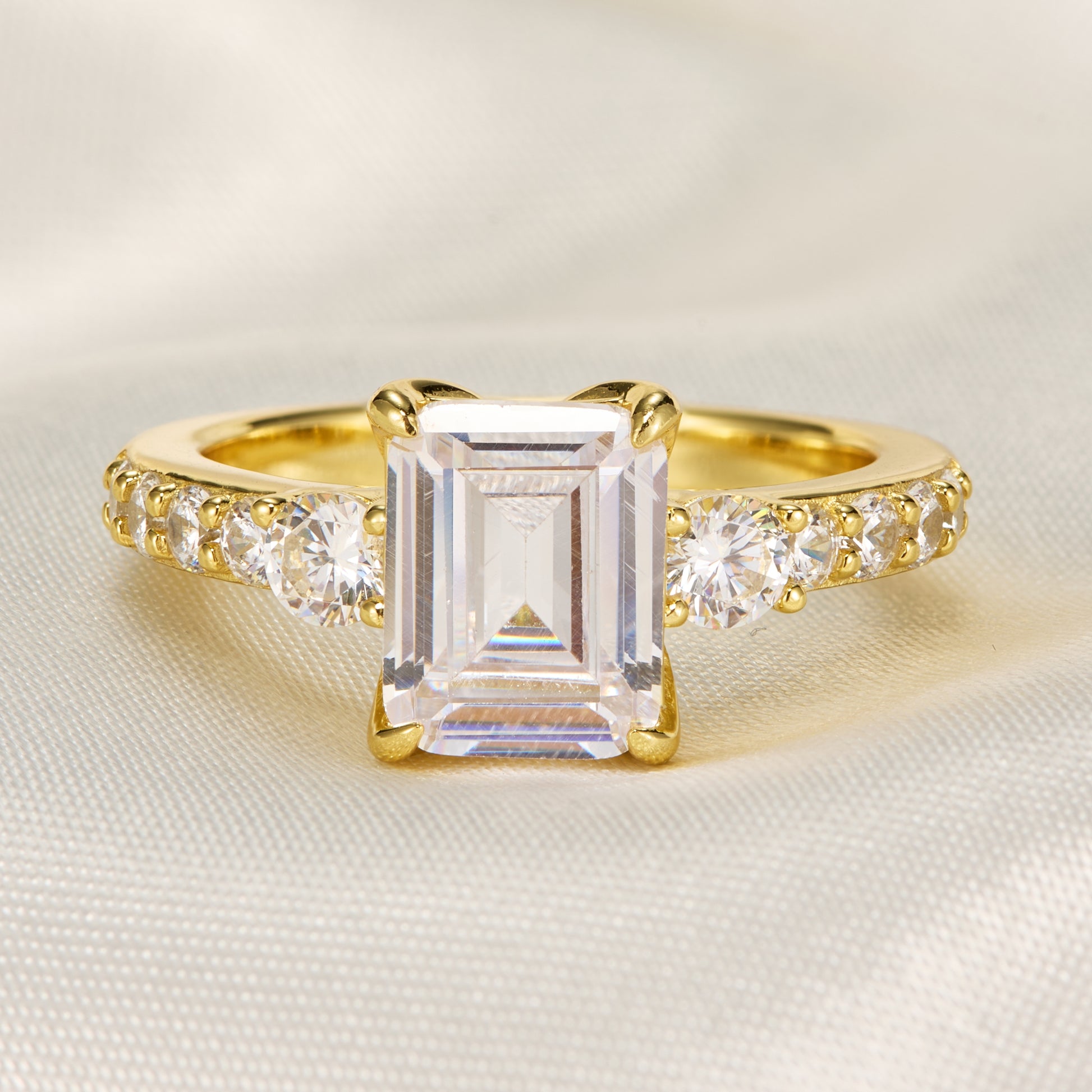 The Nova Elise Emerald Cut Moissanite Engagement Ring