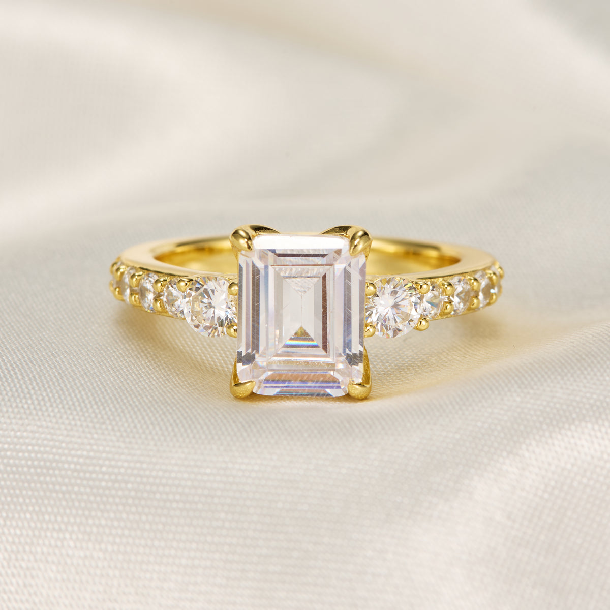 The Nova Elise Emerald Cut Moissanite Engagement Ring