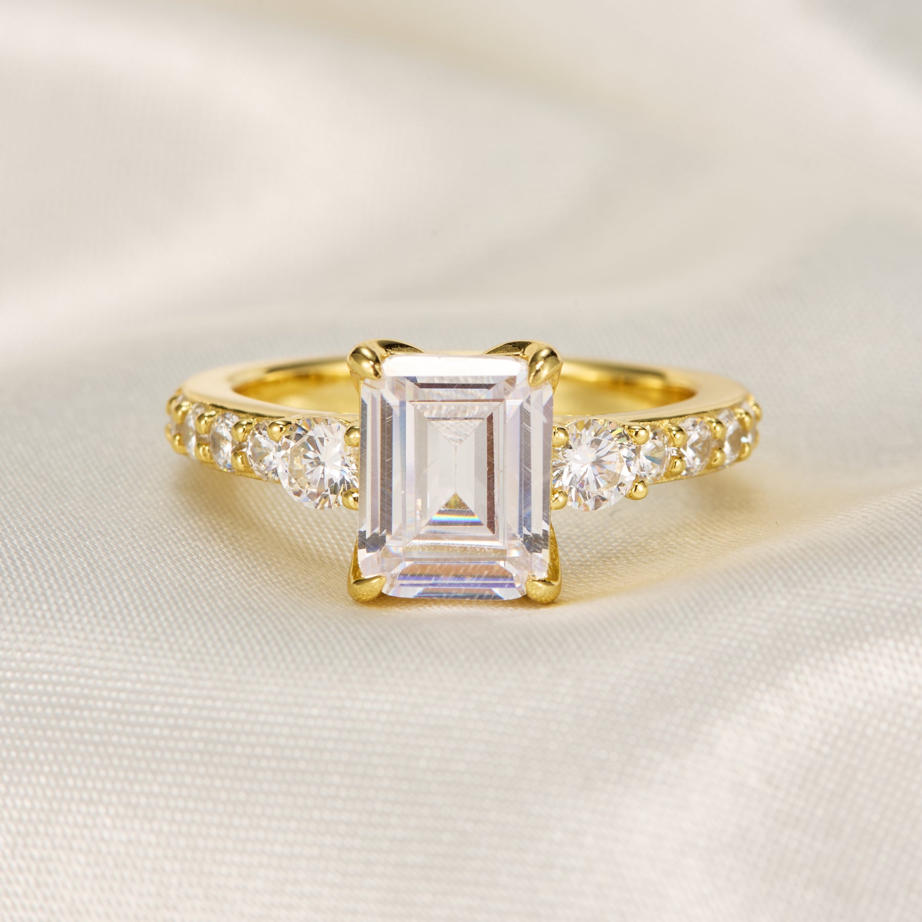 The Nova Elise Emerald Cut Moissanite Engagement Ring