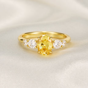 The Alina Oval Cut Lab-Grown Yellow Sapphire Ice-crackle Texture Ring
