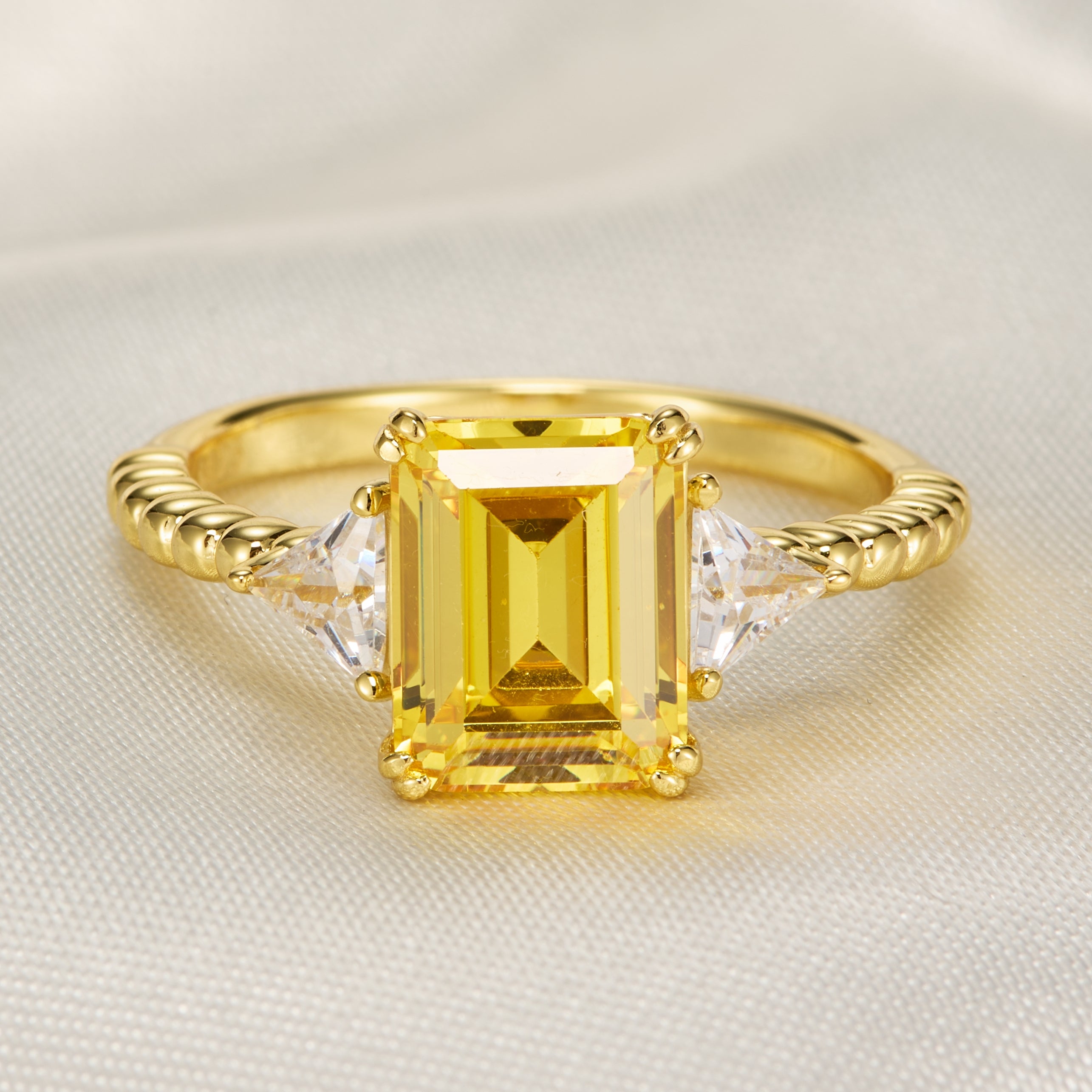 The Elowyn Emerald Cut Citrine Engagement Ring