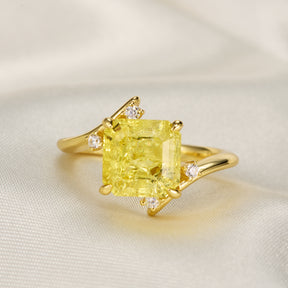 Julissa Princess Cut Lab-Grown Yellow Sapphire Ice-crackle Texture Ring
