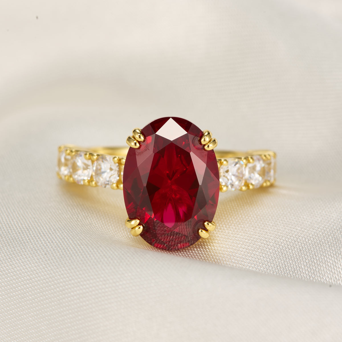 The Celestine Oval Cut Lab Grown Ruby Ring