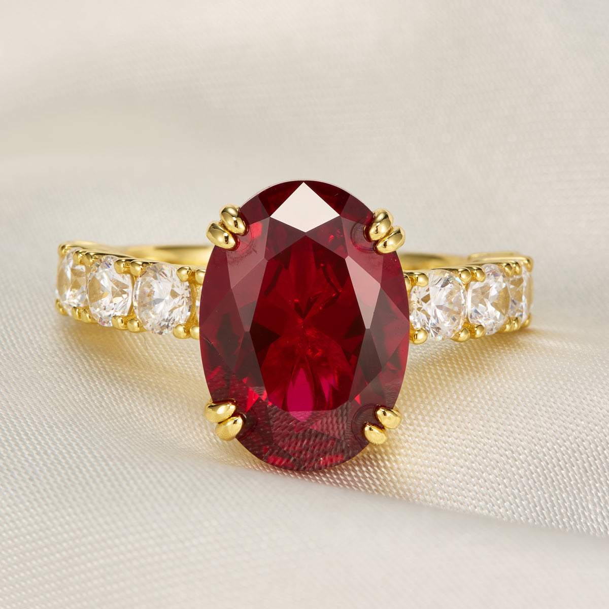 The Celestine Oval Cut Lab Grown Ruby Ring