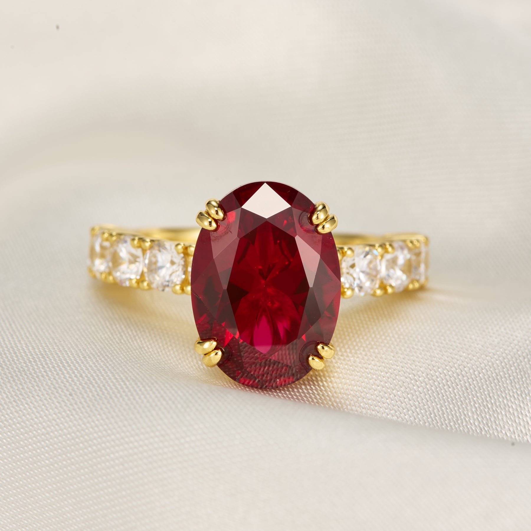 The Celestine Oval Cut Lab Grown Ruby Ring