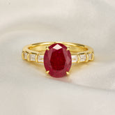 The Celeste Oval Cut Lab Grown Ruby Ice-crackle Texture Ring