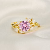 Sylvana Round Cut Lab Grown Padparadscha Sapphire Ring