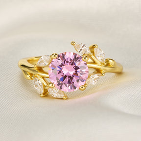 Sylvana Round Cut Lab Grown Padparadscha Ring