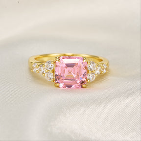 The Gisella Asscher Cut Lab Grown Padparadscha Sapphire Ring