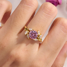 Sylvana Round Cut Lab Grown Padparadscha Sapphire Ring