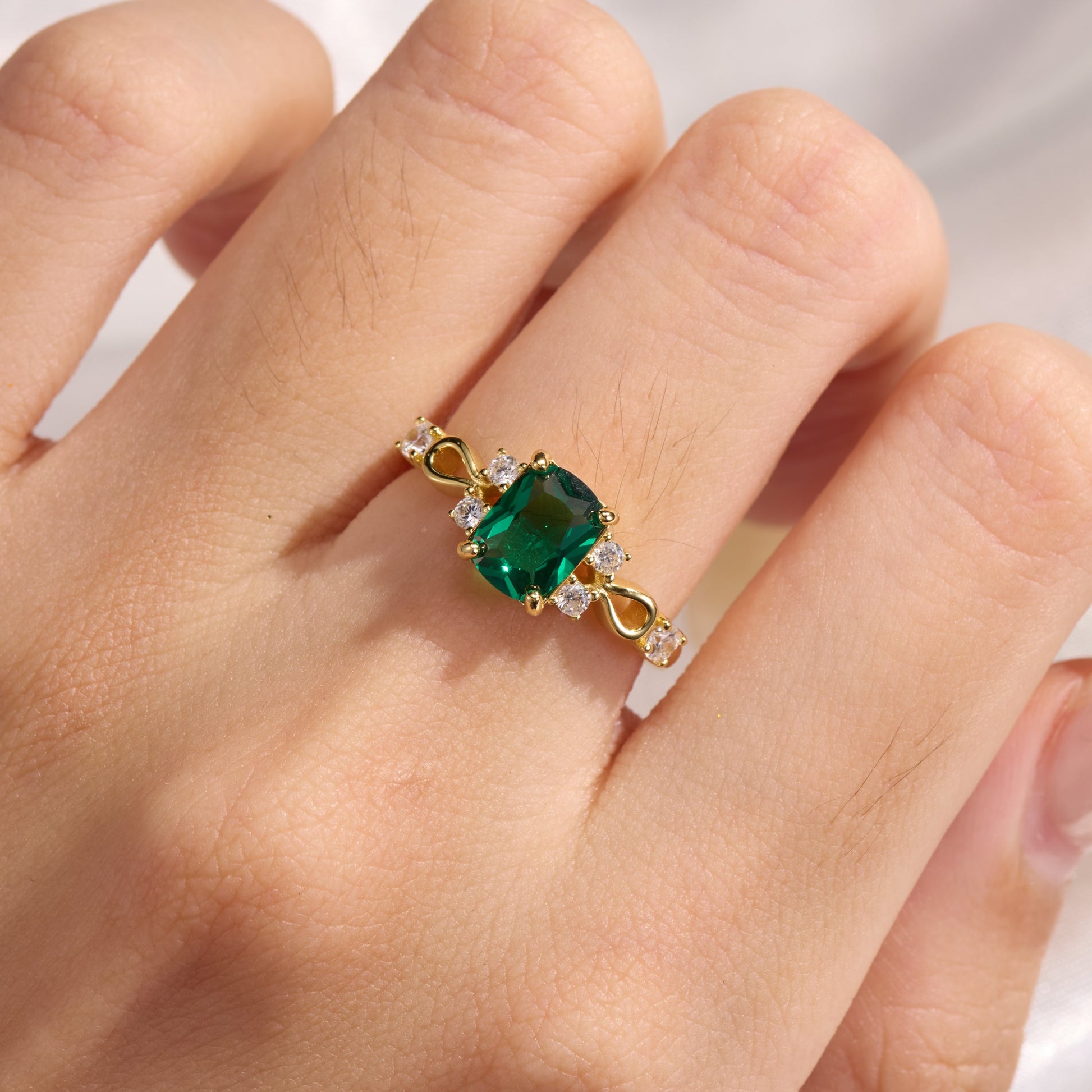 Helena Emerald Cut Lab Grown Emerald Ring