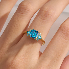 Valencia Asscher Cut Blue Gemstone Ring