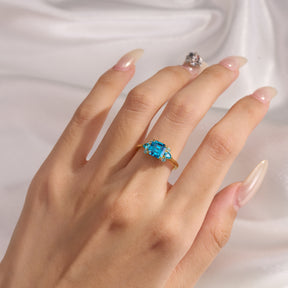 Valencia Asscher Cut Blue Gemstone Ring