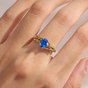 Azura Oval Cut Lab Grown Sapphire Ice-crackle Texture Ring