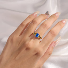 Azura Oval Cut Lab Grown Sapphire Ice-crackle Texture Ring