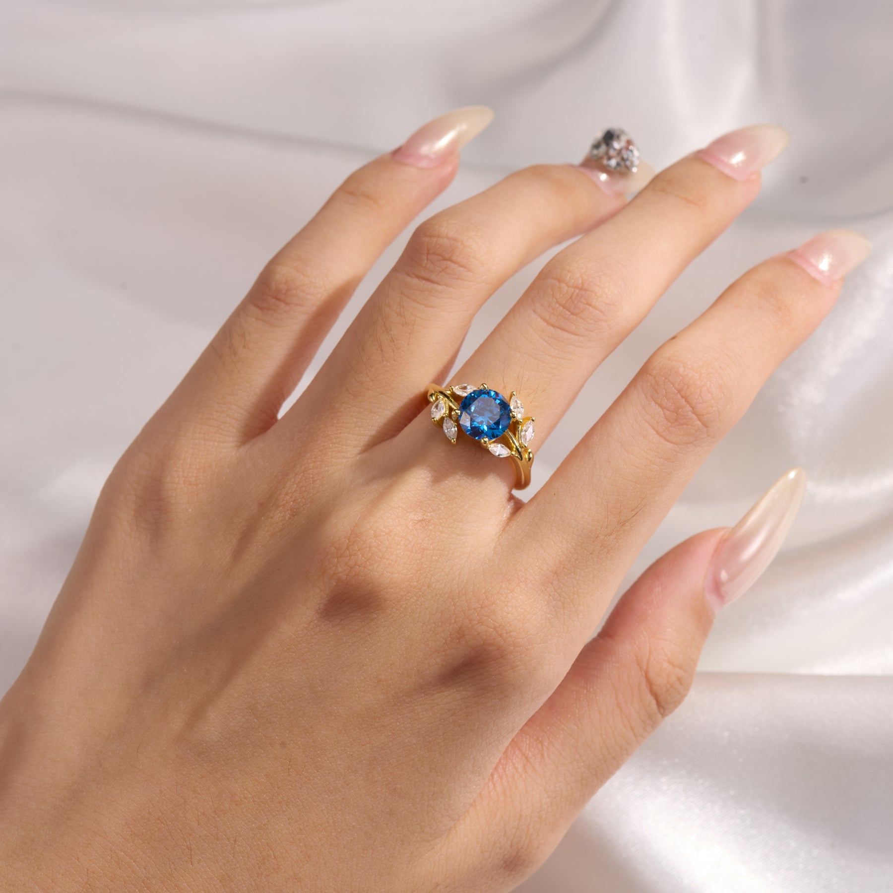 Sylvana Round Cut Lab Grown Sapphire Ring