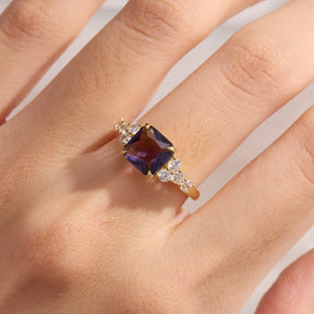 The Gisella Asscher Cut Deep Purple Amethyst Ring