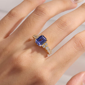 The Adelina Rae Emerald Cut Lab Grown Sapphire Engagement Ring