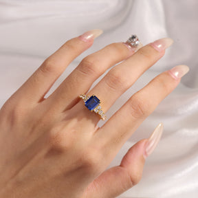 Alouette Emerald Cut Lab Grown Sapphire Ring