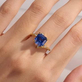 Julissa Princess Cut Lab-Grown Sapphire Ice-crackle Texture Ring