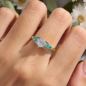 Carina Lab Grown Aquamarine Ice-crackle Texture Ring