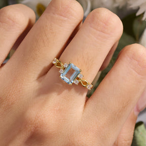 Helena Emerald Cut Topaz Engagement Ring