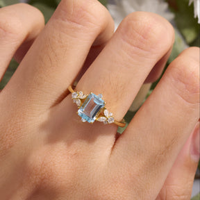The Rosetta Vintage Emerald Cut Topaz Ring