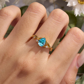 Athena Pear Cut Blue Gemstone Engagement Ring