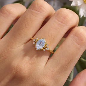 Valoria Oval Cut Lab Grown Aquamarine Ice-crackle Texture Ring