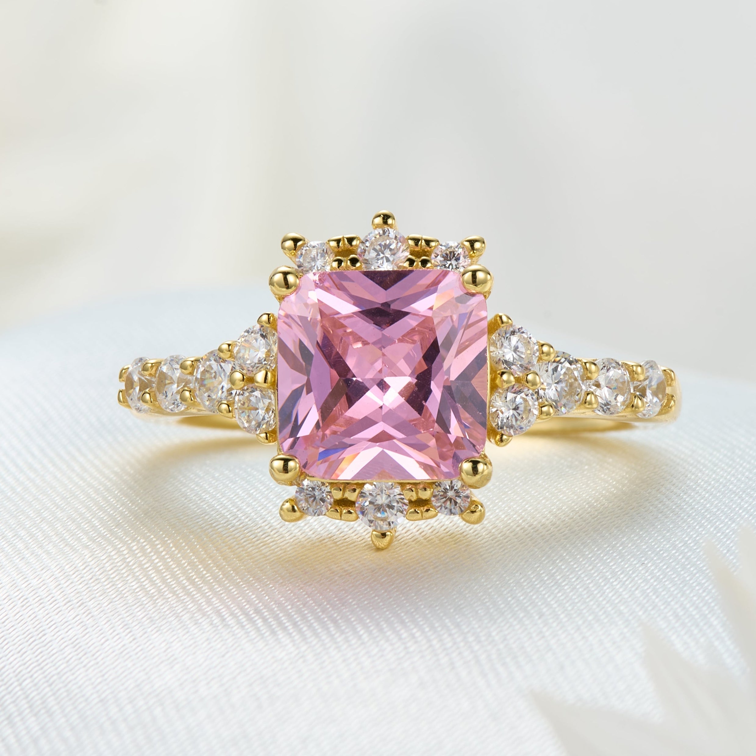 The Caterina Princess Cut Lab Grown Padparadscha Ring