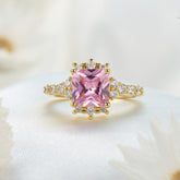 The Caterina Princess Cut Lab Grown Padparadscha Sapphire Ring