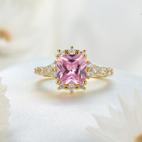 The Caterina Princess Cut Lab Grown Padparadscha Sapphire Ring