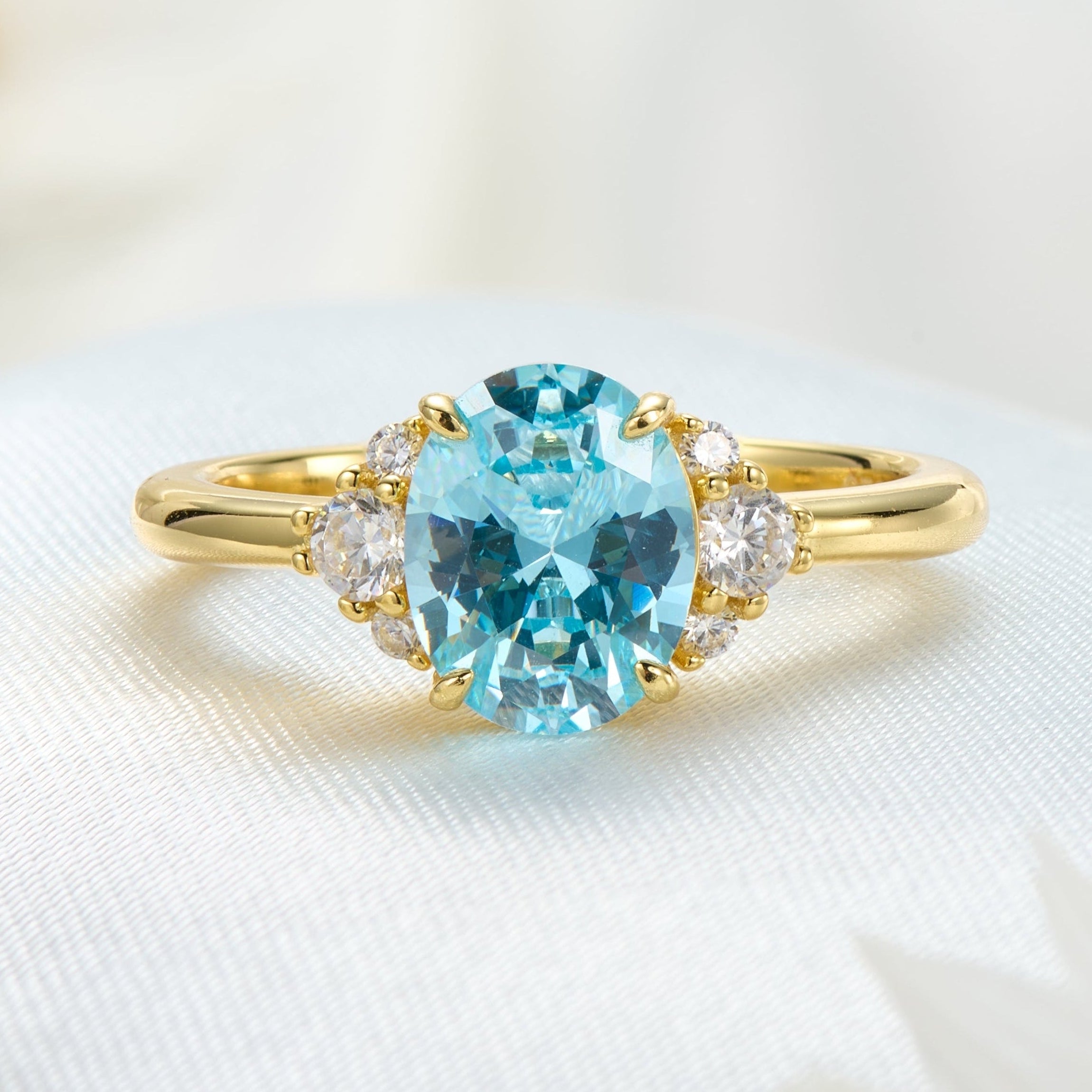 Olivia Jane Oval Cut Blue Gemstone Engagement Ring