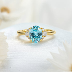 Olivia Jane Oval Cut Lab Grown Aquamarine Ice-crackle Texture Ring